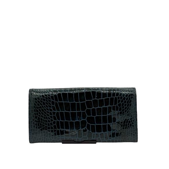 Miu Miu Hunter Green Croc Embossed Leather Wallet! Long Wallet! EXCELLENT Cond - Picture 4 of 16